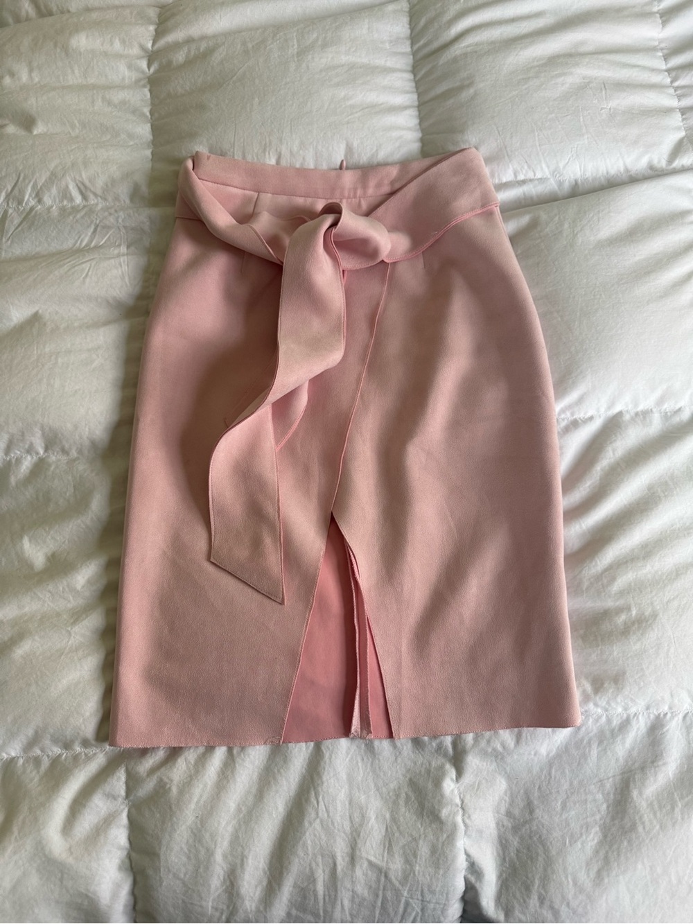 Tie-Waist Pink Pencil Skirt